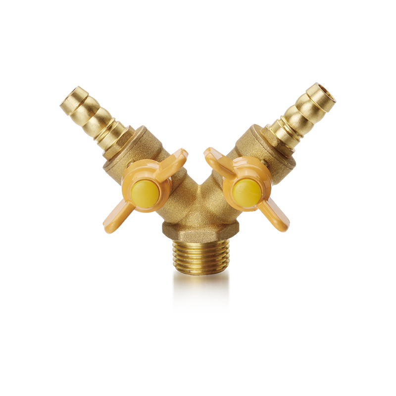 Supapă cu bilă din alamă YH-208 (conector M/furtun dublu)